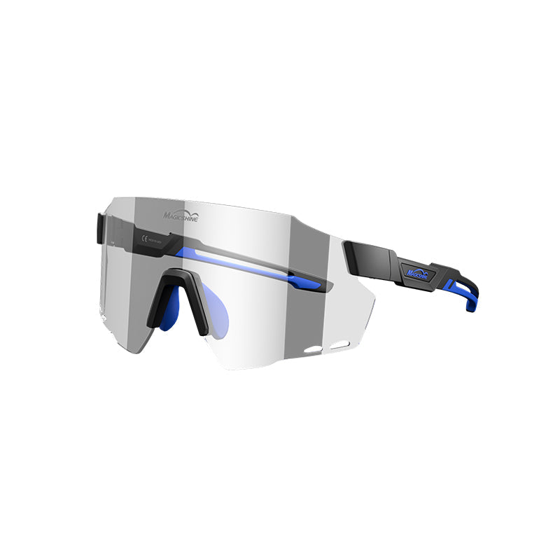 WINDBREAKER Photochromic Cycling Sunglasses - Matte Black + Blue