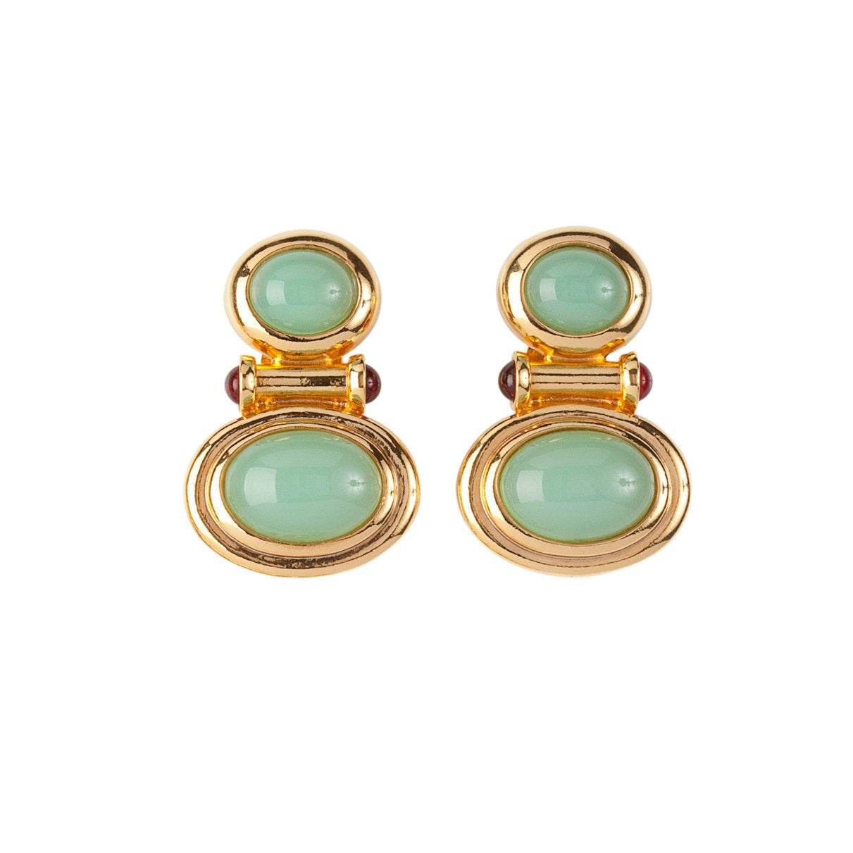 1990s Vintage Elizabeth Taylor Cabochon Clip-On Earrings