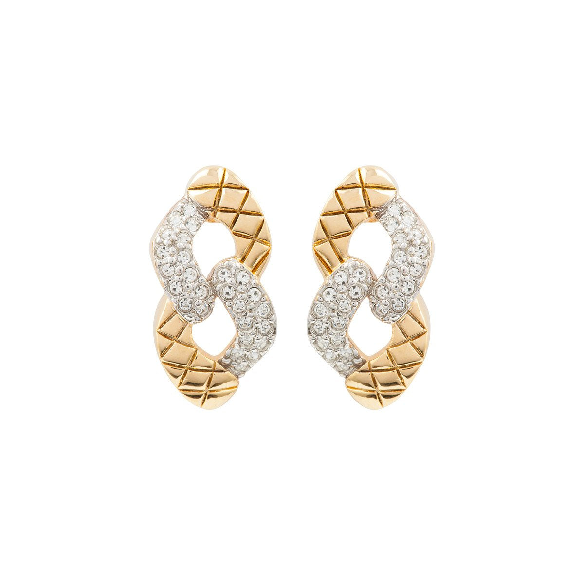 1980s Vintage Knot Swarovski Crystal Link Earrings