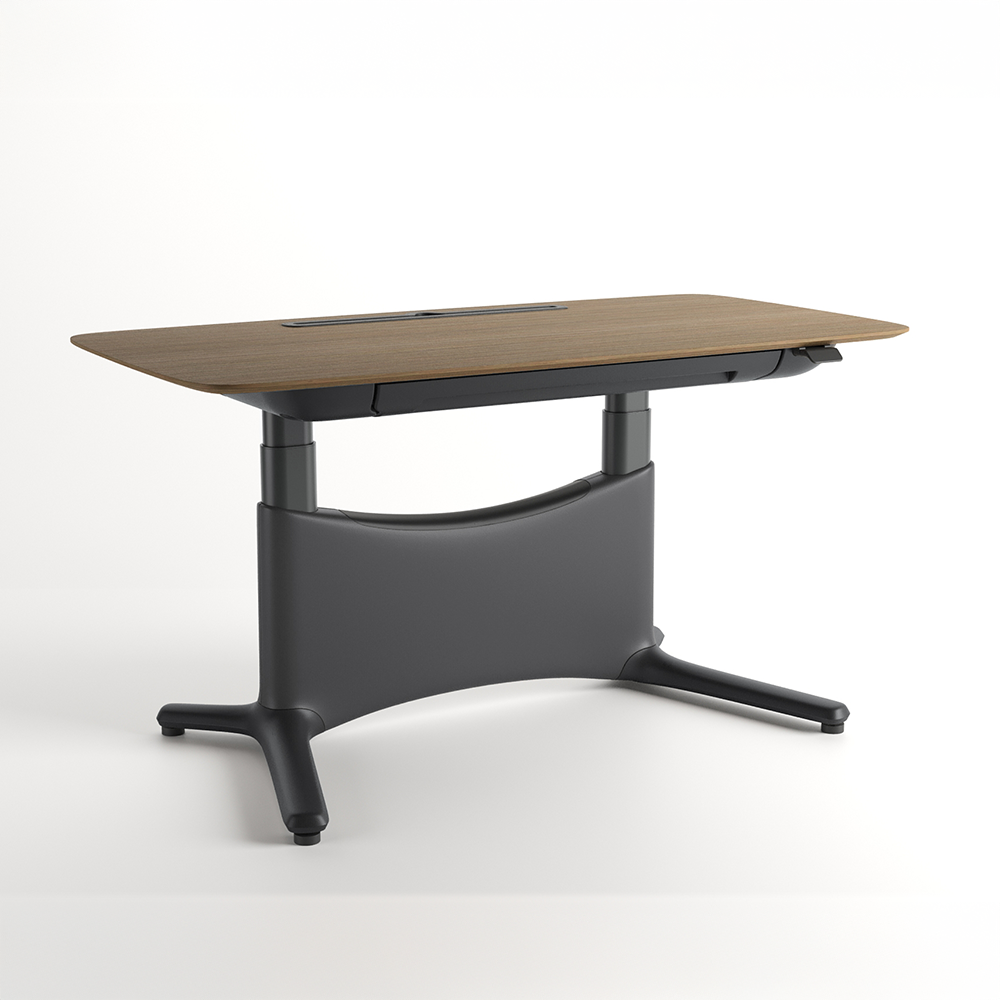 COLAMY LumiDesk All-in-1 Electric Height Adjustable Desk - 55.1"x 28.0" / Walnut-Black / VENEER