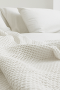 White Organic Cotton Waffle Weave Blanket - White / King size: 112"x96" / 284x244cm