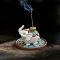 Wealth & Prosperity Burner Set (Includes Incense Sticks) - White Elephant Fortune Incense Holder & Tray Set