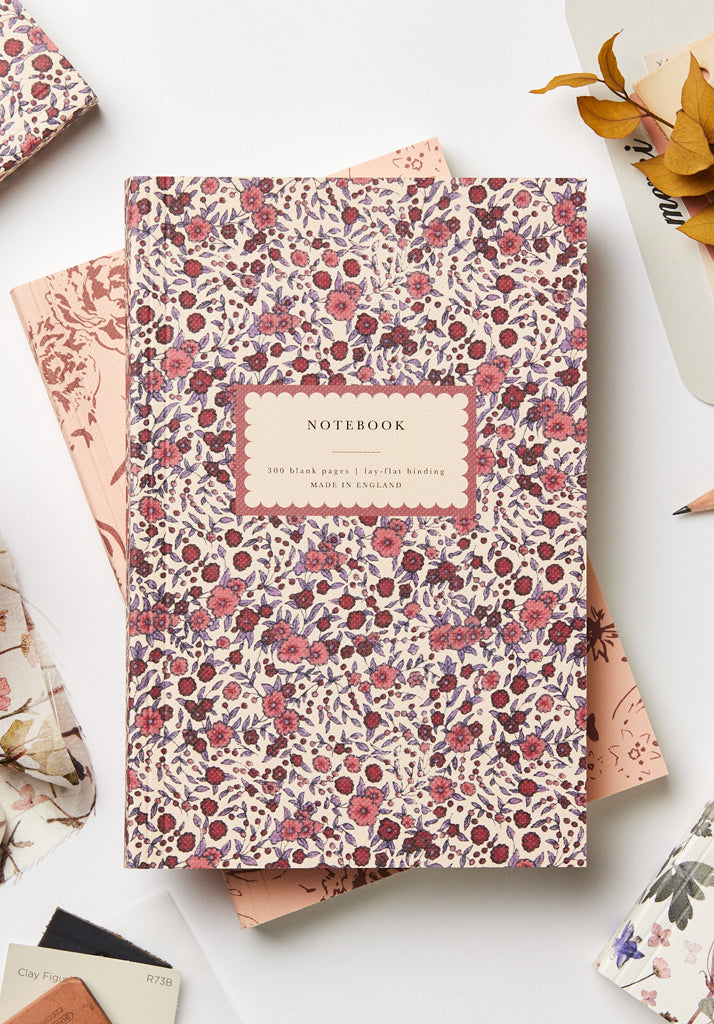 Heirloom Wild Rose Print Flat Notebook - One Size