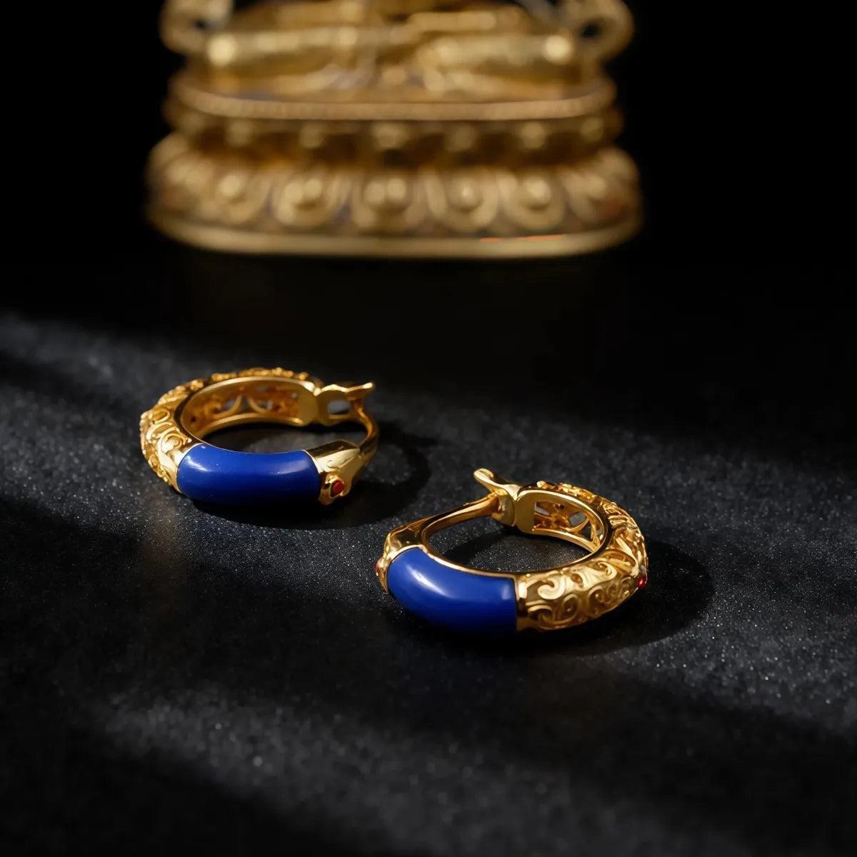 Wisdom & Serenity – Lapis Lazuli Vintage Hoop Earrings