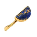 18ct Gold Vermeil Lapis Lazuli Gemstone Crystal Half Moon  Ring - P (56.3mm)
