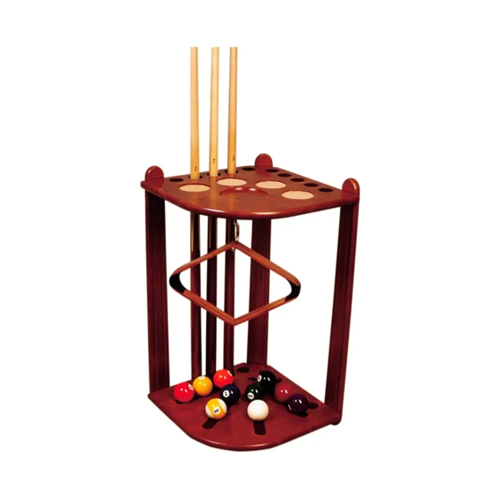 Corner Cue Stand For 10 Cues - Honey Maple Wood