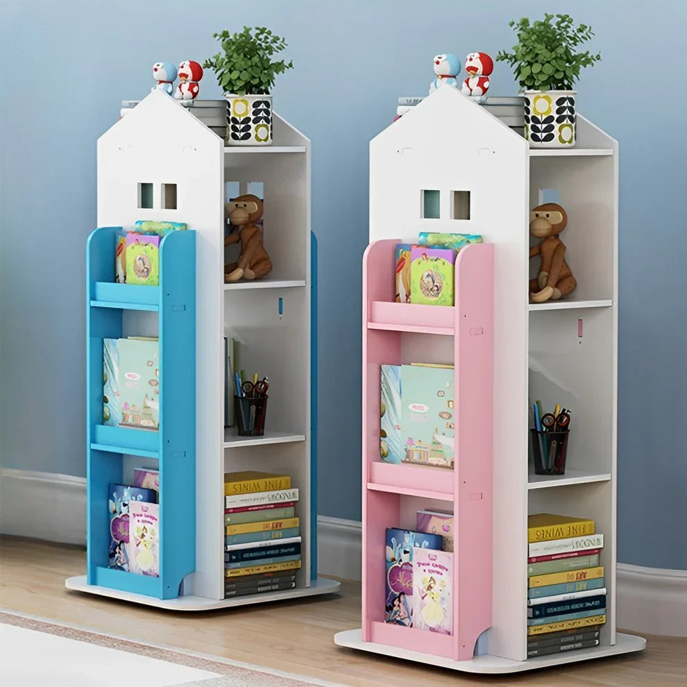 Kids' House Frame Rotating Bookshelf
