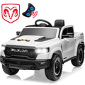 iYofe Ram Ride on Car Toys, 12V RAM 1500 Battery Powered Ride on Toy Truck with Remote Control, Electric Car for Kids Girls 3-5 w/ Bluetooth, - White