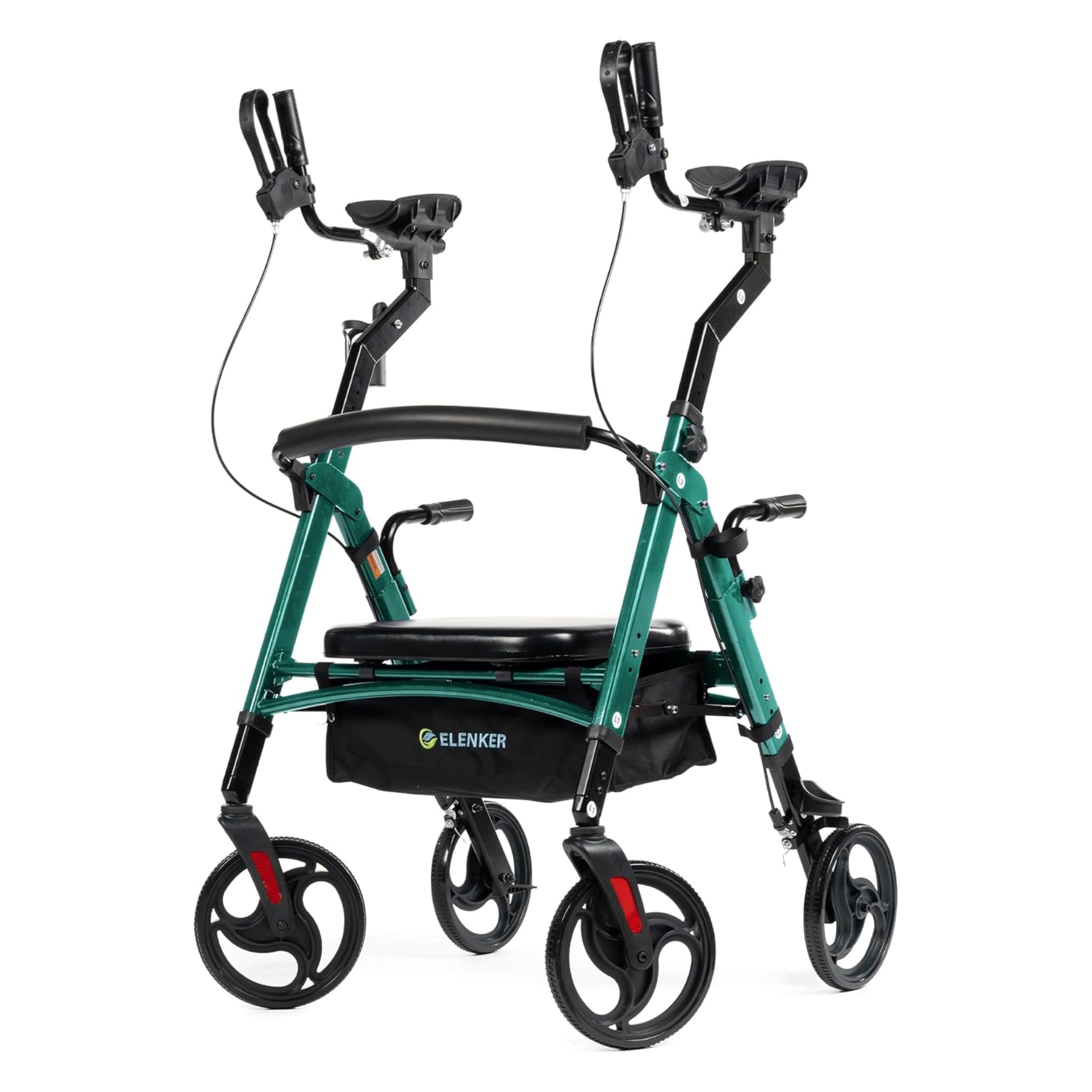 YF-9008A Dual-Brake Heavy Duty Upright Walker 10" Wheels - Green