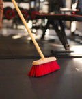 Traditional Wooden Broom With Handle - Stiff - Red PVC / 130cm 30cm 12cm 1.5kg
