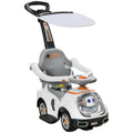 AIYAPLAY 3 in 1 Ride on Push Car, Cartoon Robot Theme Foot to Floor Slider w/ Handle Light Music Horn, Storage - White