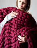 thick yarn blanket | thick yarn blanket - 32*32 inches / Wine red