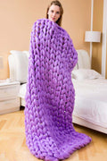 thick yarn blanket | thick yarn blanket - 32*32 inches / Purple