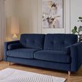Heaton 4 Seater Fabric Sofa Blue Stylish and Comfortable Living Room Furniture