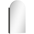 HOMCOM Arched Bathroom Mirror Cabinet with Adjustable Glass Shelves - Black