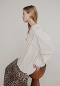Abby Lace Insert Shirt In Cream - 16