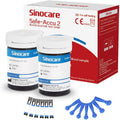 [50pcs] Sinocare Glucometer Glucose Test Strips with free lancets - Safe Accu 2
