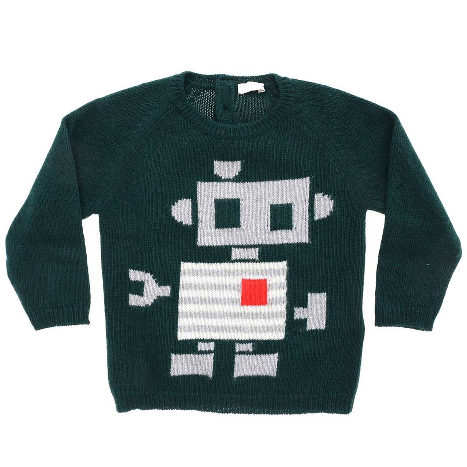 Pullover verde bosco bambino in lana vergine - 12M