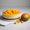 Andy Anand Fresh Mango Cheesecake, 9-Inch, 2 lb – Hand-Baked NY-Style, Real California Cream Cheese, No Preservatives, Birthday Gift Box