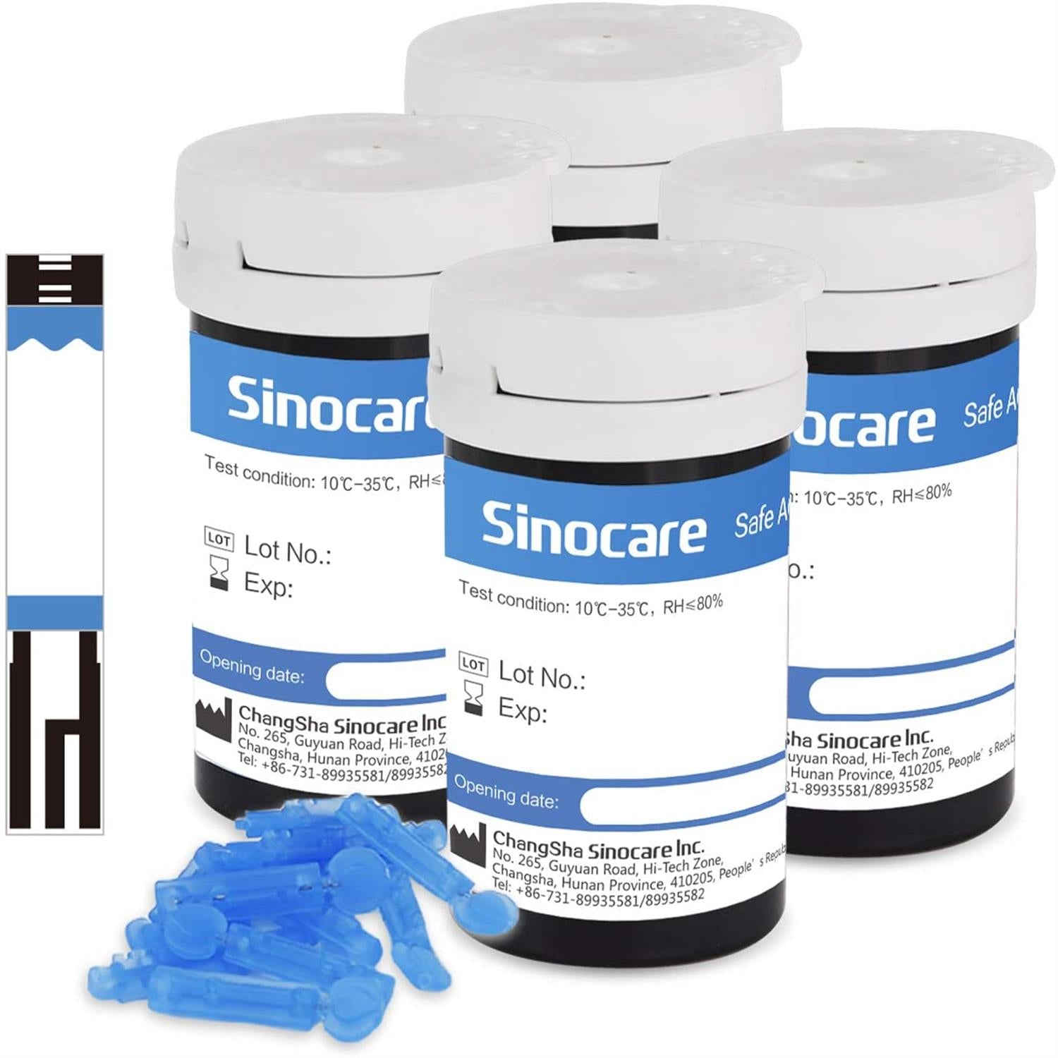 Sinocare Safe AQ Angel Blood Glucose Monitor with Innovative Chips, Quick Measurement and Tiny Volume - No Meter+only 100pcs×(strips+lancets) / mg/dl