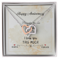 Interlocking Hearts Anniversary Necklace – I Love You THIS MUCH Gift Box (Silver/Rose Gold or 18k Gold)