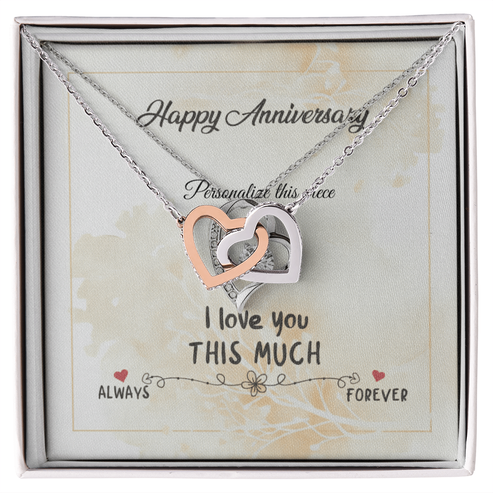 Interlocking Hearts Anniversary Necklace – I Love You THIS MUCH Gift Box (Silver/Rose Gold or 18k Gold)