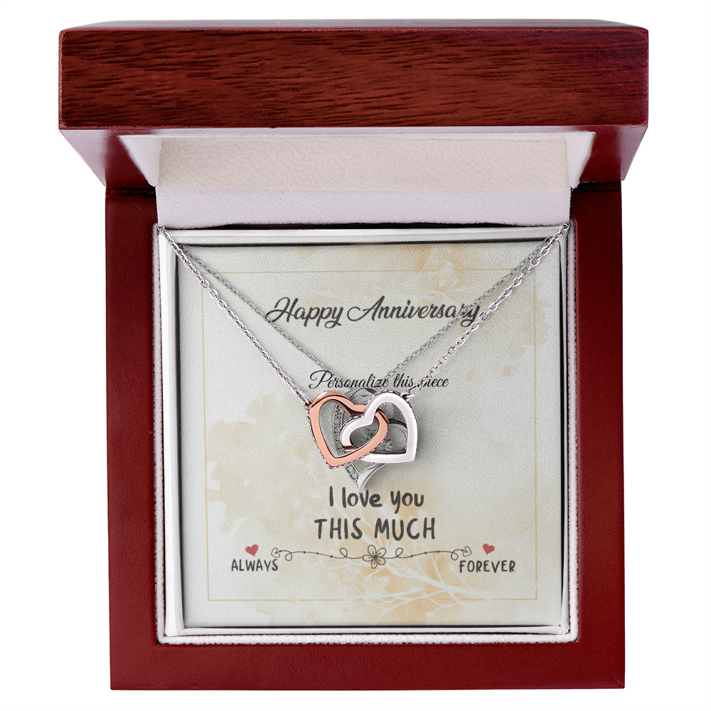 Interlocking Hearts Anniversary Necklace – I Love You THIS MUCH Gift Box (Silver/Rose Gold or 18k Gold)
