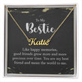 Personalized Bestie Name Necklace – Custom Gift with Message Card (Made in USA) - 18k Yellow Gold Finish / Standard Box