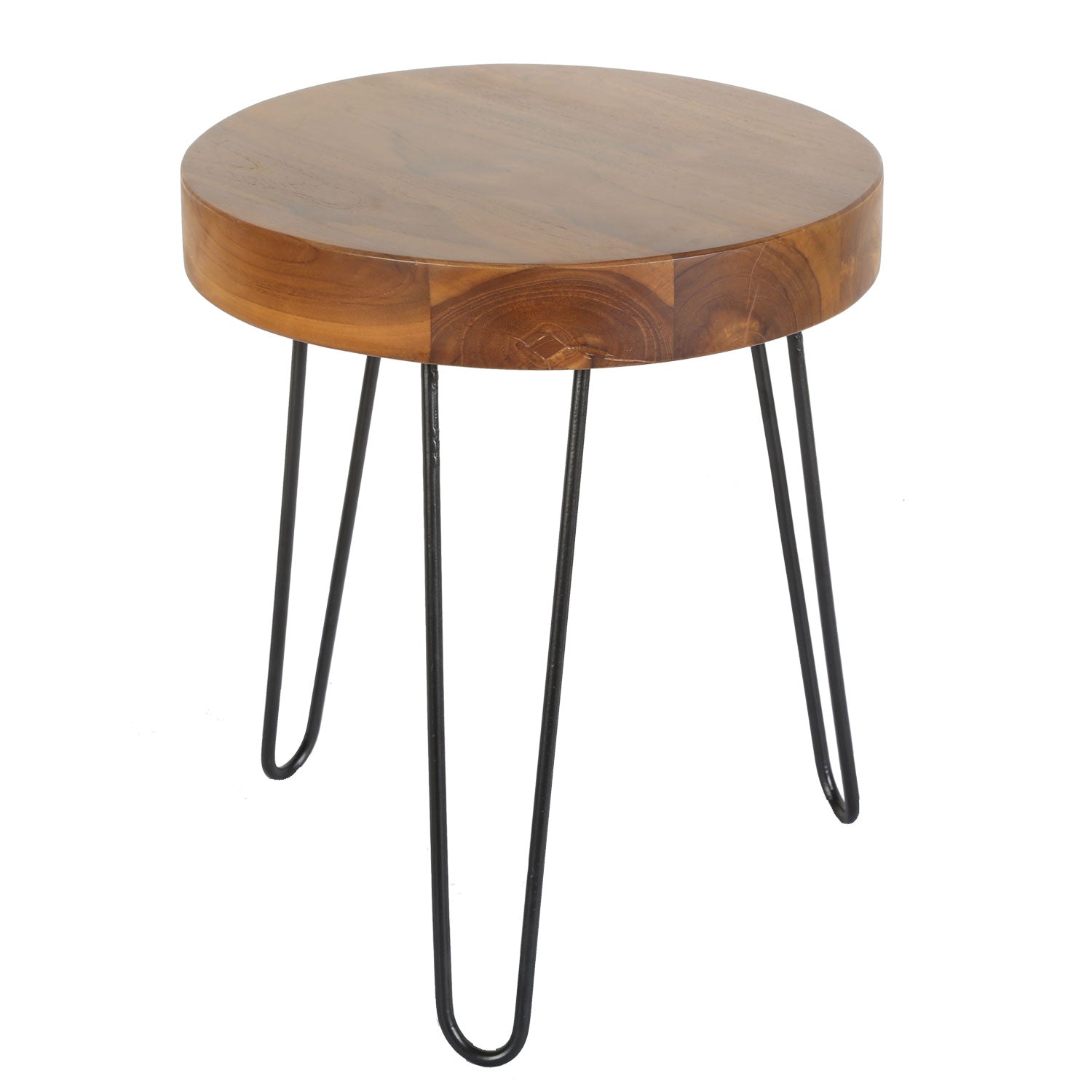 Teak Beistelltisch Ella mit Haarnadel Beinen