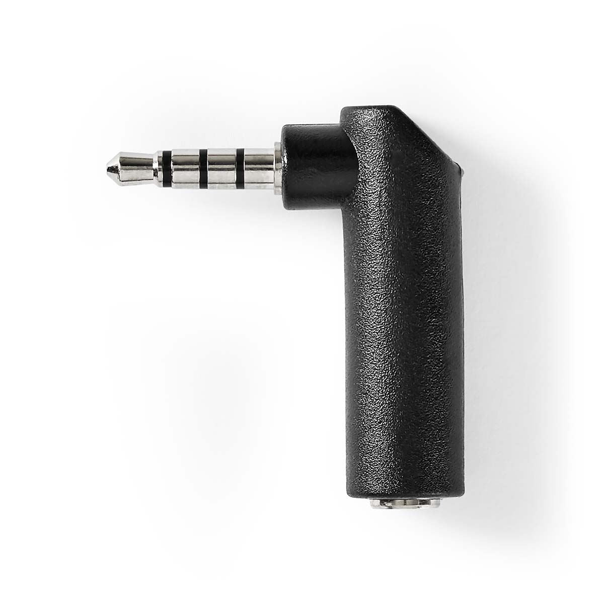 Nedis Stereo Audio Adapter | 3.5 mm Male | 3.5 mm Female | Nickel Plated | Angled 90° | Metal | Black | 1 pcs | Box