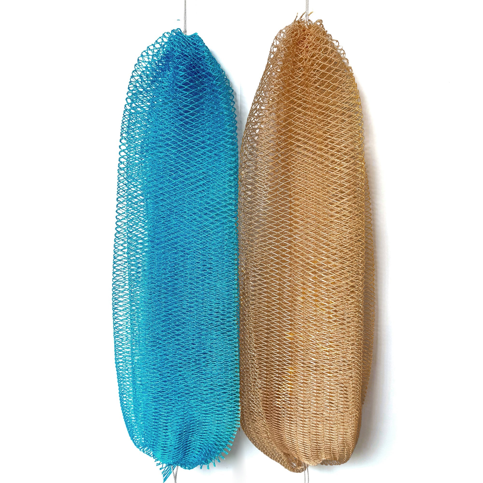African Net Sponge, Exfoliating Bath Sponge, 2 Pieces Mixed Color - Champagne+Baby Blue
