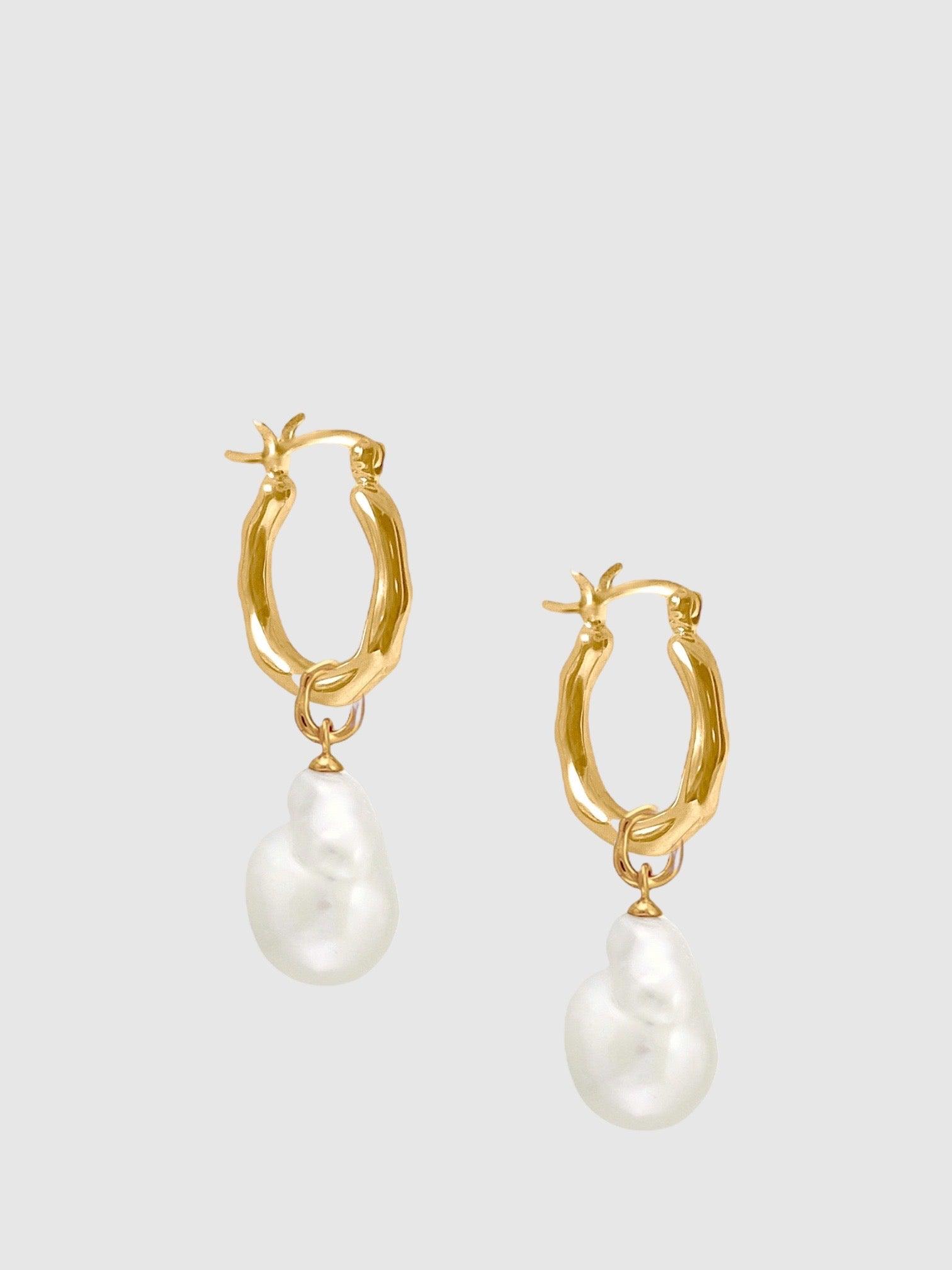 Pond pearl drop earrings - Gold Vermeil