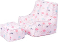 Kids Bean Bag Chair with Footstool Indoor Beanbag Armchair Printed Gaming Pouffes - Rainbow