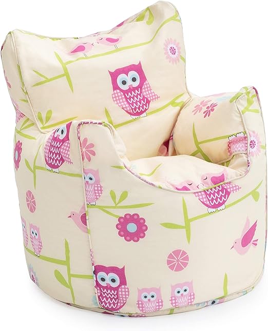 Printed Bean Bag Chair Kids Indoor Childrens Bean Bags Highback Pouffes - Owls