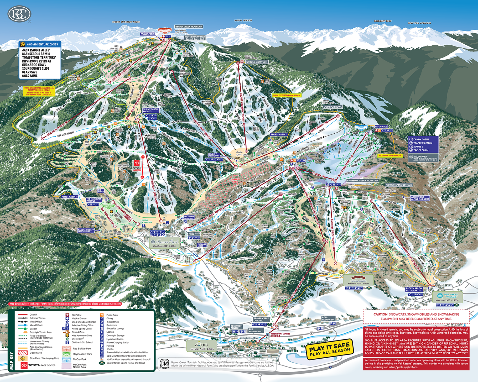 Beaver Creek Ski Map - Large (24in - Wide) / Tyvek (Engineered with DuPont Tyvek material is tear-resistant)