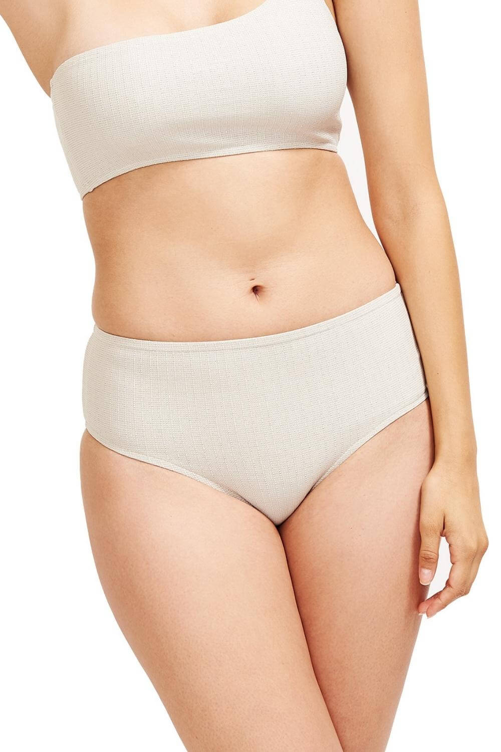 Serena Mid-rise Bikini Bottom Platinum Texture Fabric - Medium