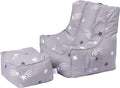 Kids Bean Bag Chair with Footstool Indoor Beanbag Armchair Printed Gaming Pouffes - Shooting Stars