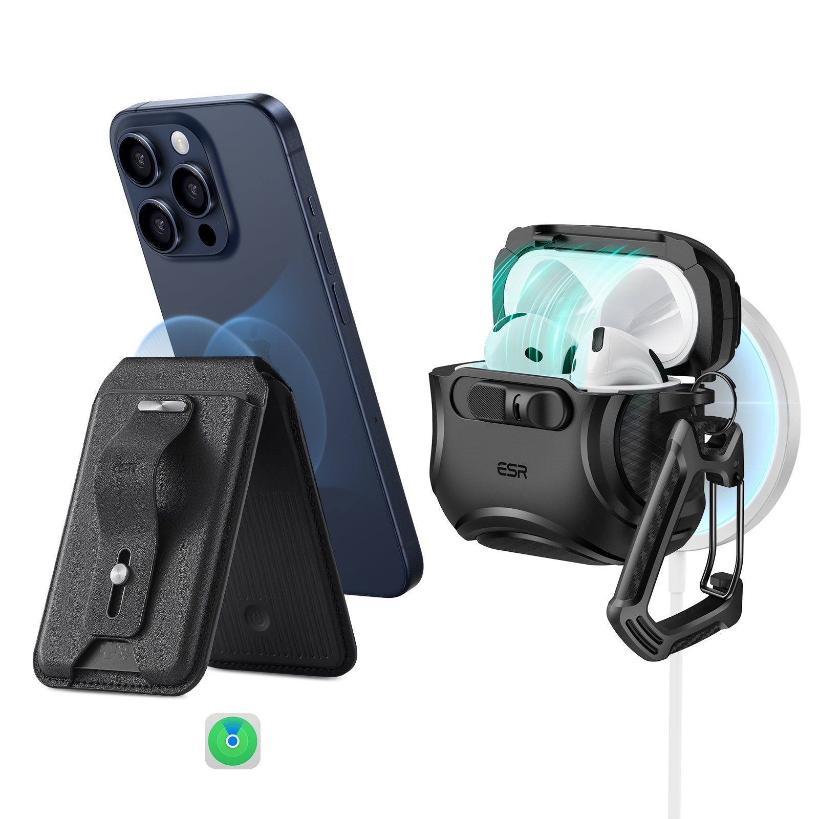 Cyber FlickLock Everyday-Carry Bundle for AirPods 4 - Black - Black