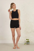 Organic Cotton Bra with Cut-Out Detail Longline — Black - S