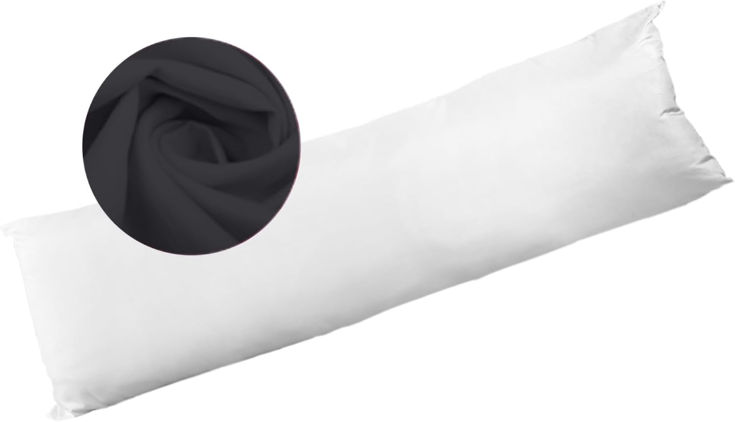 Bolster Pillow Hollowfibre Filled with Free Pillowcase - Single / Black