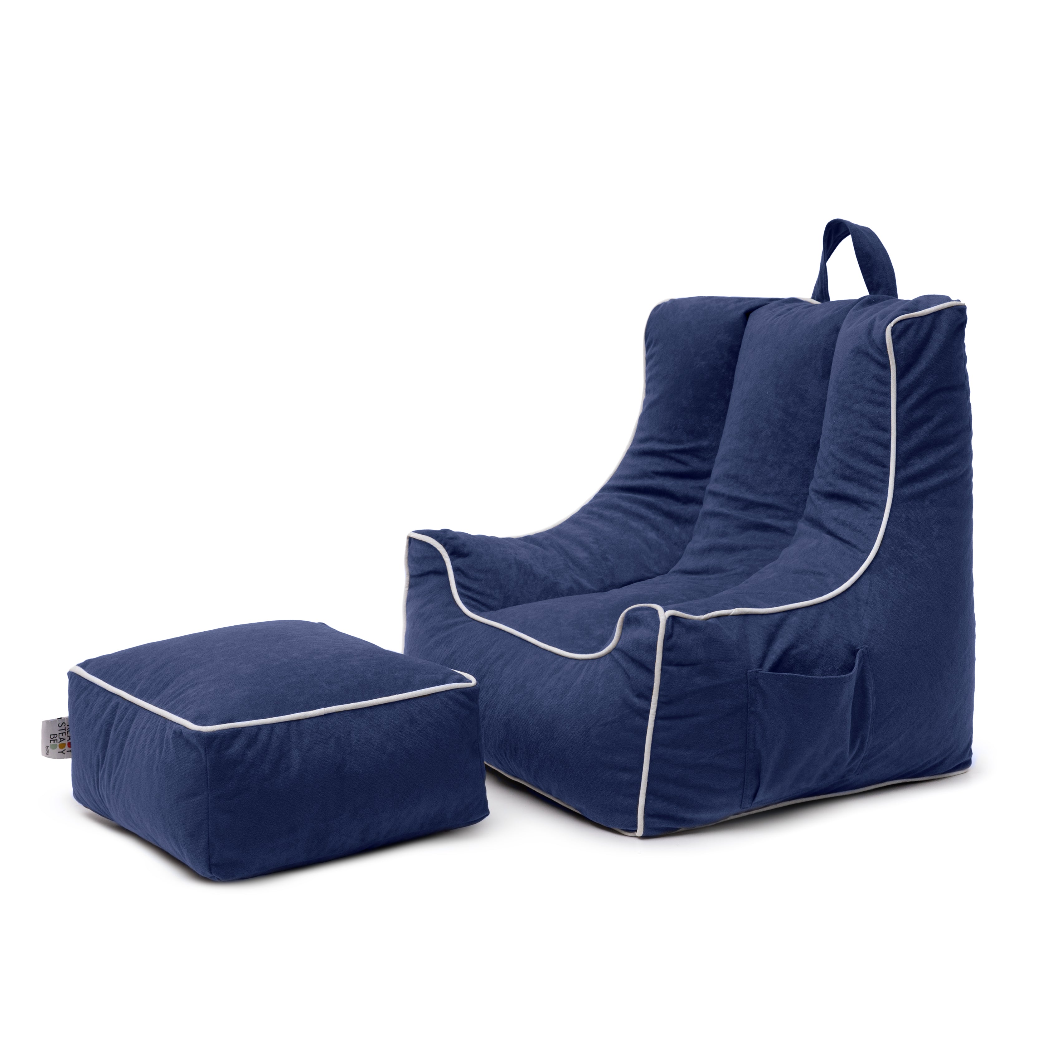 Kids Bean Bag Armchair with Footstool Indoor Beanbag Chair Gaming Kids Pouffes - Verona Midnight