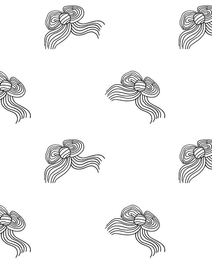 'Bows' Wallpaper by Clare V. - Onyx - Removable / 26 in. x 4.5 ft.