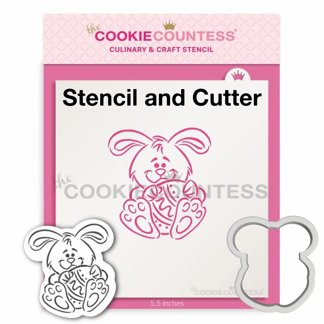 Bunny and Egg PYO Stencil - Drawn by Krista - Stencil & Cookie Cutter