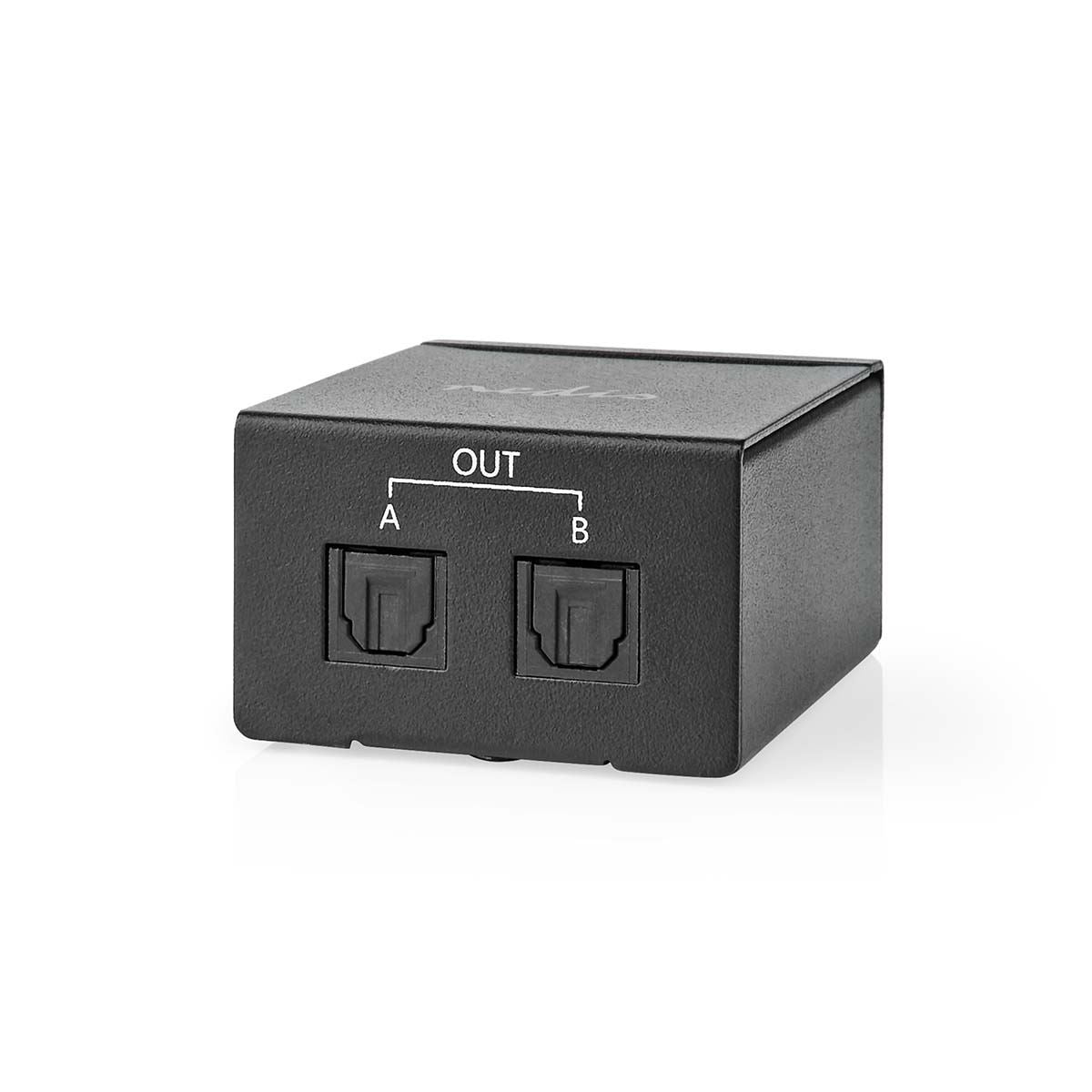 Nedis Digital Audio Splitter | 2-way | Connection input: TosLink Female to Connection output: 2x TosLink | Push Button | Metal | Black