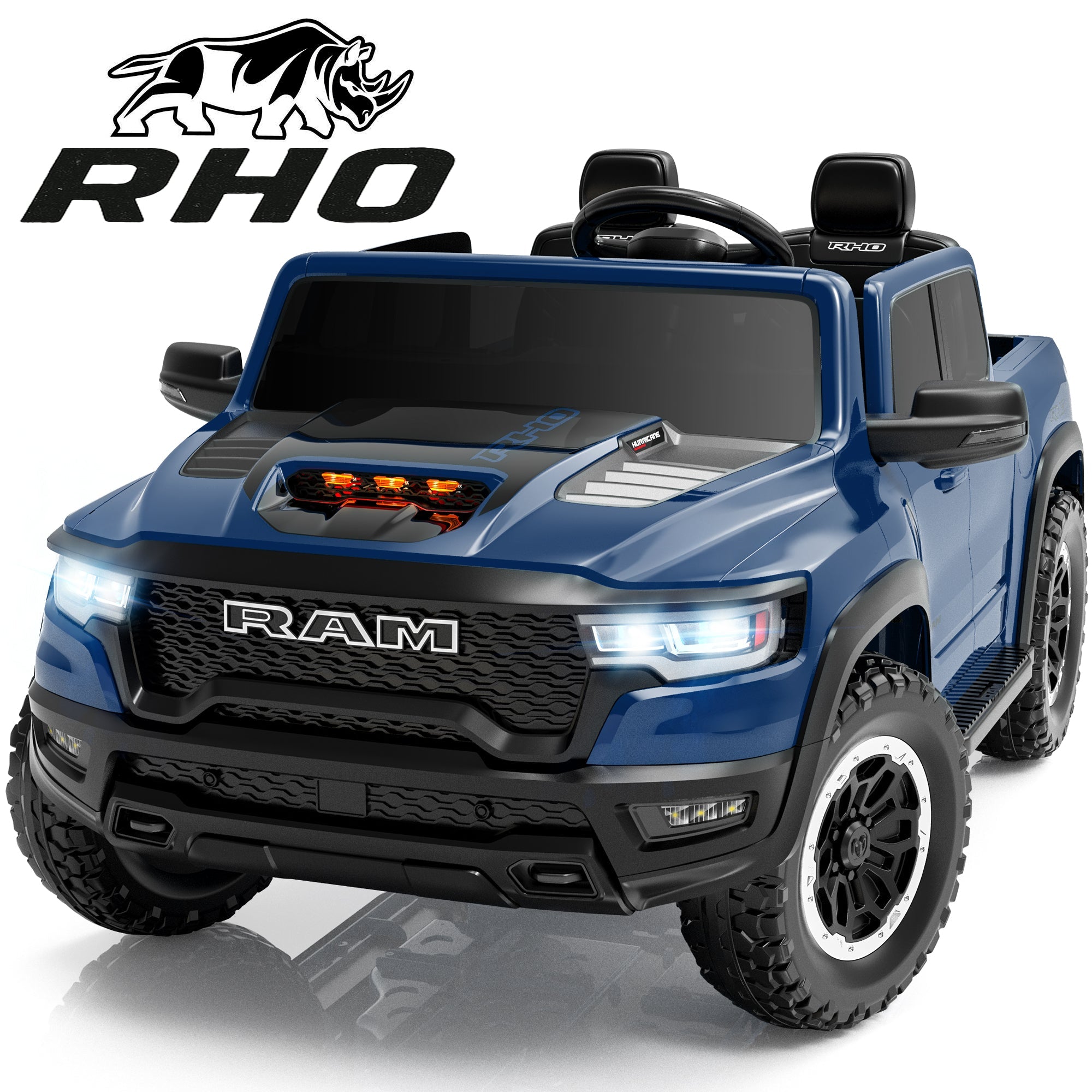 iYofe Ram 1500 RHO 24V 2 Seater Truck Powered Ride on with Remote Control&Bluetooth - A-blue