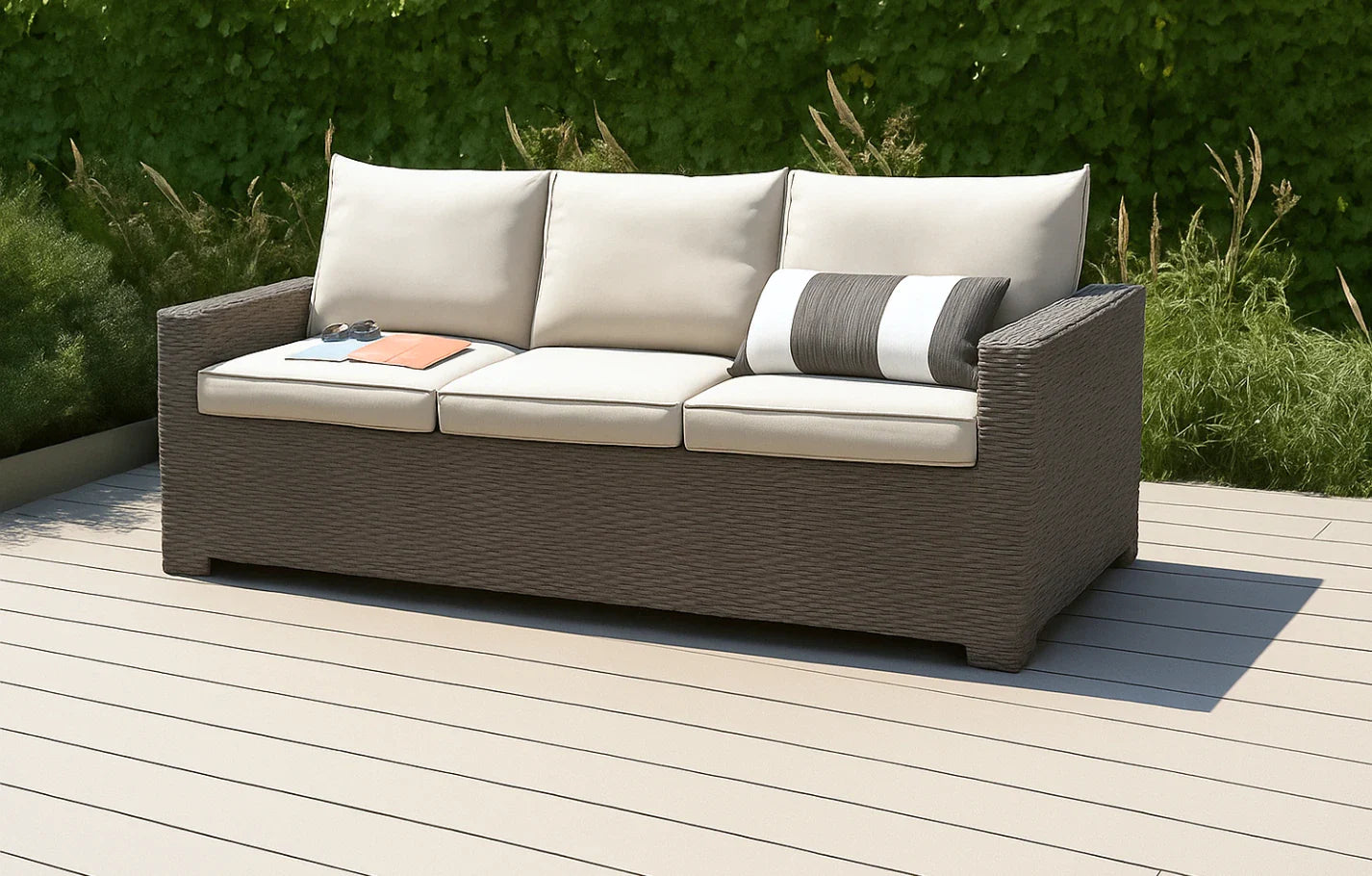 Keter California 3-Seater Taupe Rattan Garden Sofa