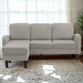 Canapé d'Angle Gris Clair Compact en Tissu Respirant - Gris