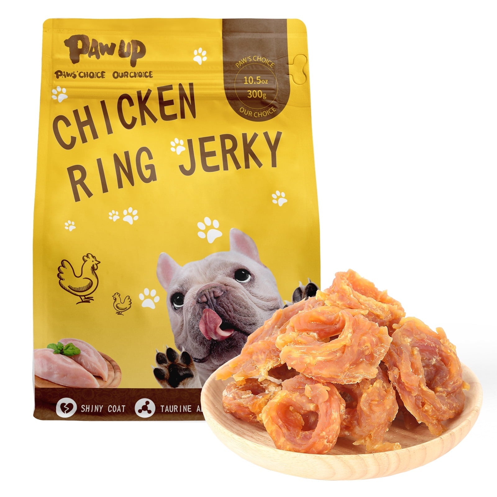 Chicken Jerky Rings Dog Treats, High Protein Chewy Snacks for Small Medium Large Dogs, Taurine Added, 10.6oz