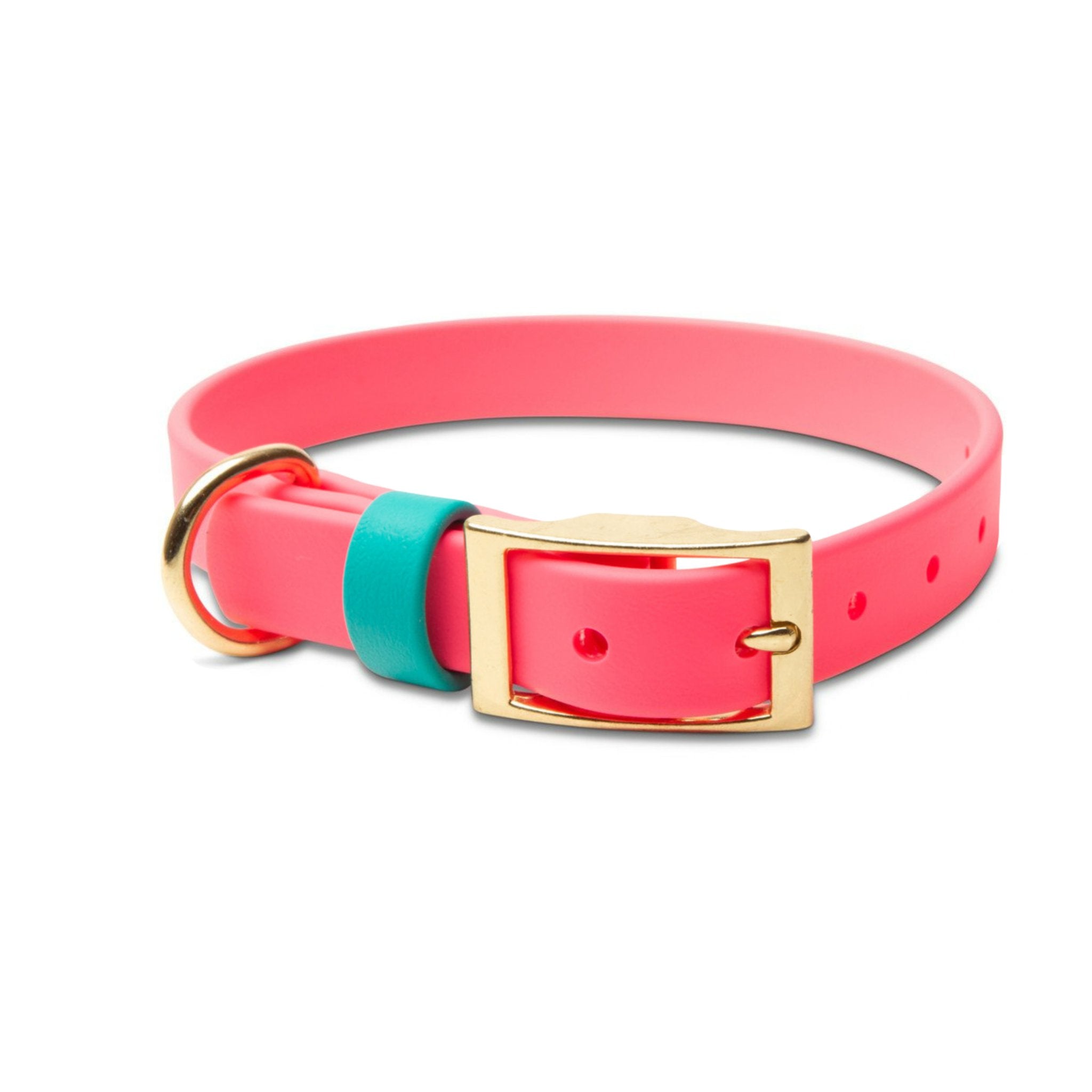Pink & Teal Waterproof Biothane Dog Collar - Medium