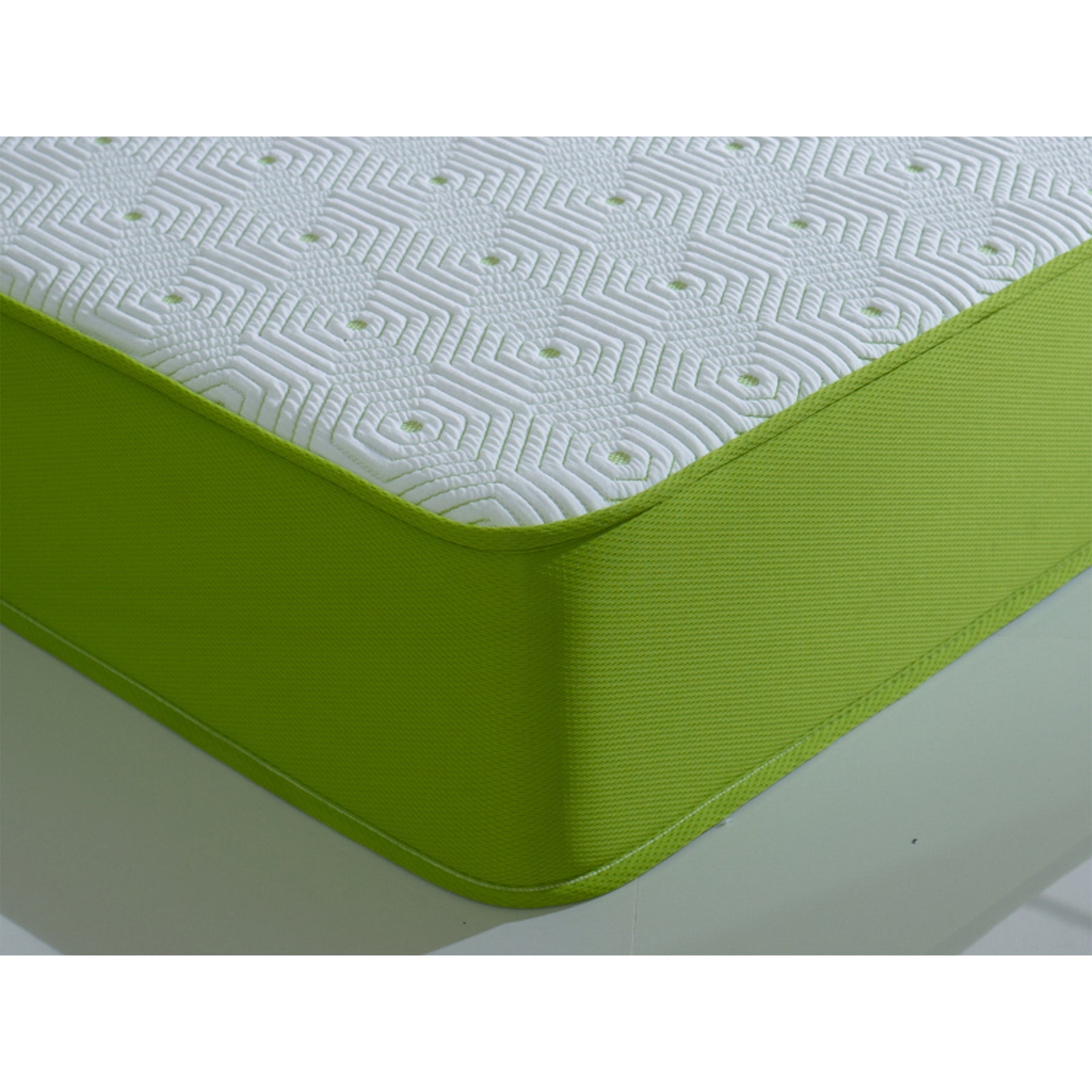 Starlight Beds™ 7" Deep Cool touch Luxurious soft Finish Memory Foam & Hybrid Spring Lime Green Border - 3ft Single Mattress (90cm by 190cm)